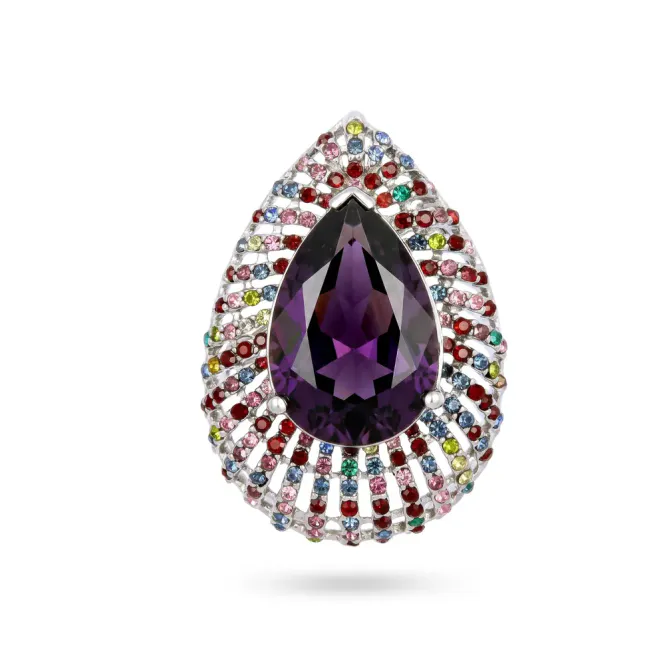 Hovedbilde 200701 BIJOUTERI BROSJE LILLA RHINESTONE